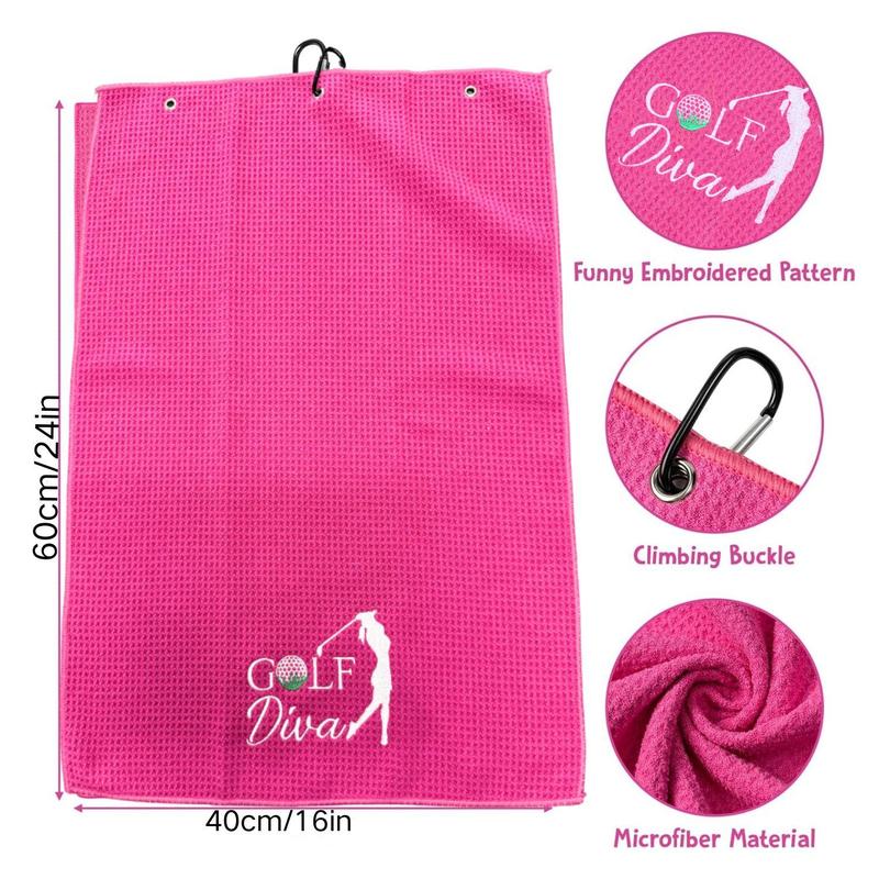 Golf Club Pattern Golf Towel, Soft Breathable Golf Towel with Buckle, Funny Golf Towel for Men & Women, Embroidered Golf Towels with Clip for Golf Bags