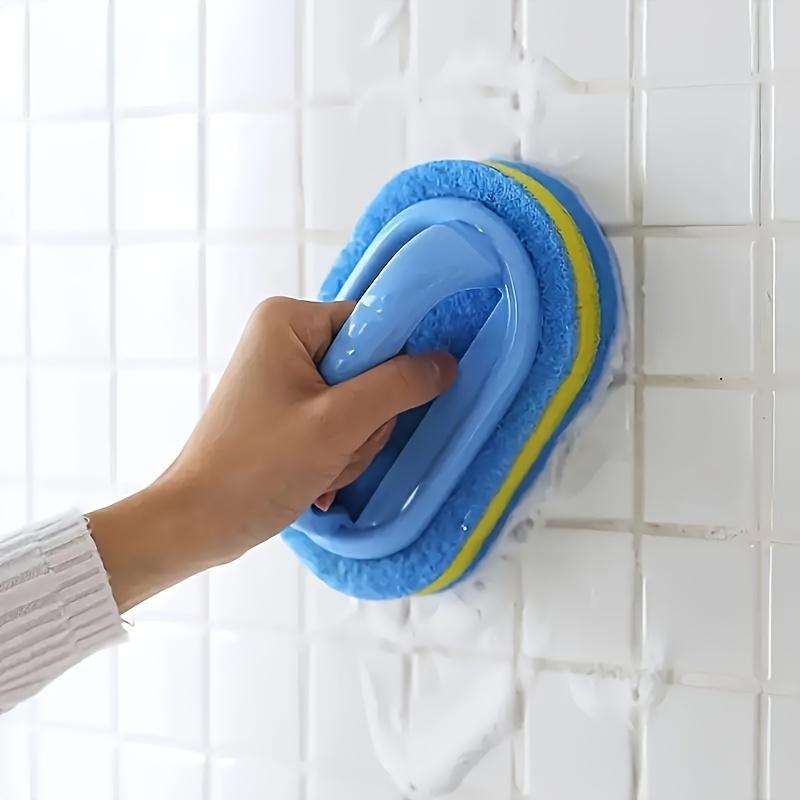 Deluxe Bathroom & Kitchen Scrubbing Powerhouse - Ergonomic Handle, Durable Cleaning Sponge, Pot Brush, Tile Scrubber, Dishwashing Sponge Brush, Wall & Toilet Cleaner - Power Decontamination, Easy Cleaning Supplies