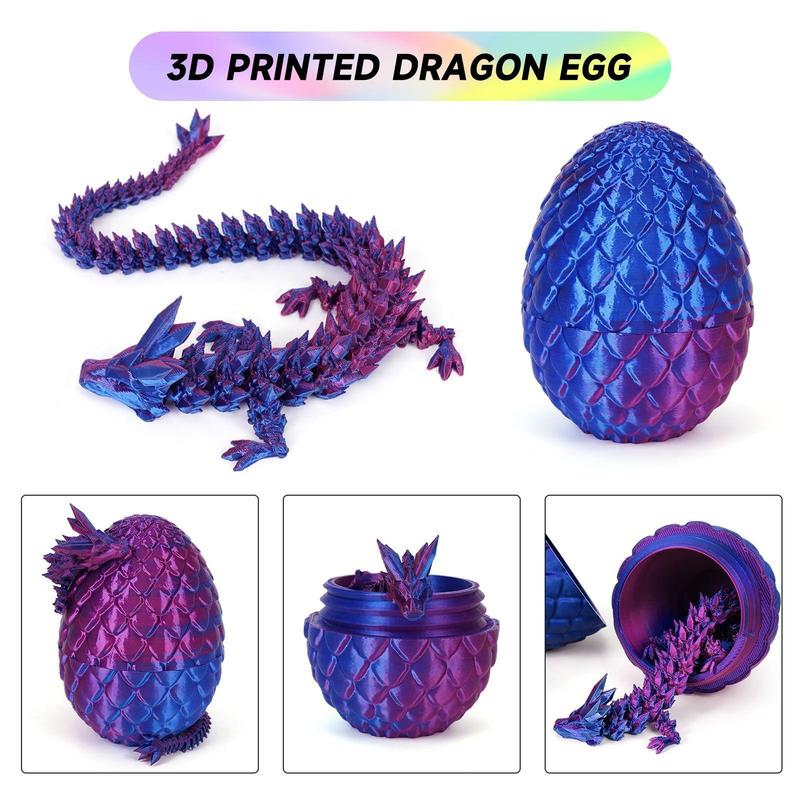 3D Printed Dragon Statue, 1 Count Colorful Gradient Design Dragon Egg Ornament, Creative Desktop Decoration for Home Office, Home Decor Supplies