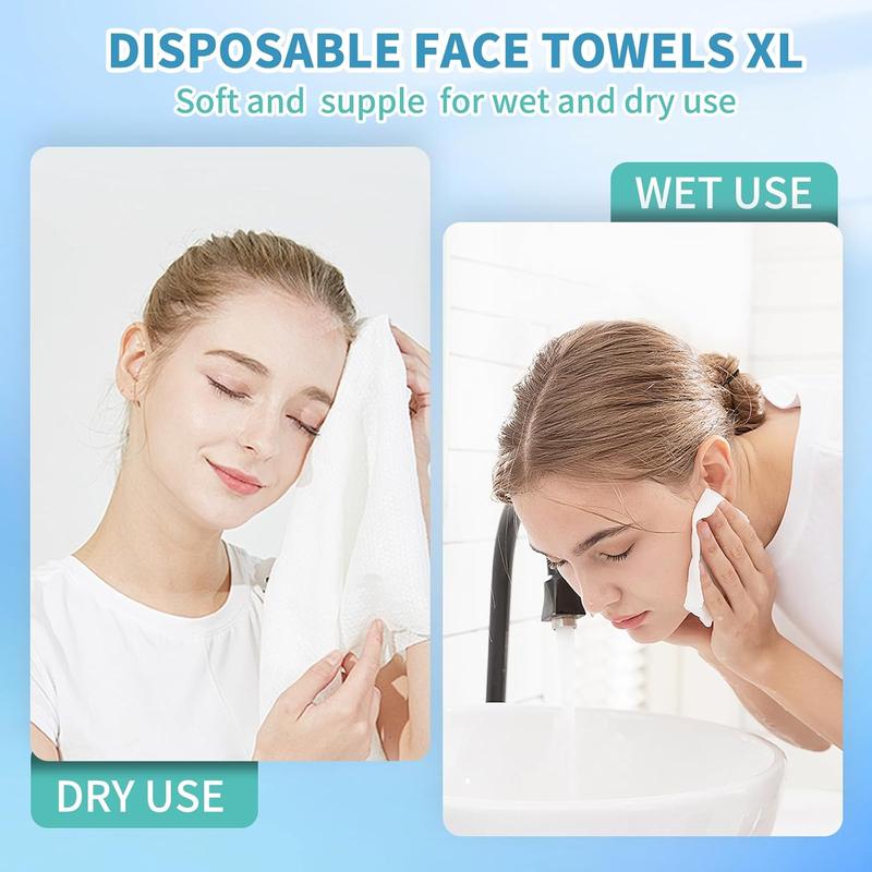 Disposable  Towels XL, Cotton Clean Towel for  Travel Pack of 50, 10x12''  Thick Soft Facial Cleansing Towelettes Wipes for Drying | Washing |  Care | Makeup Removing