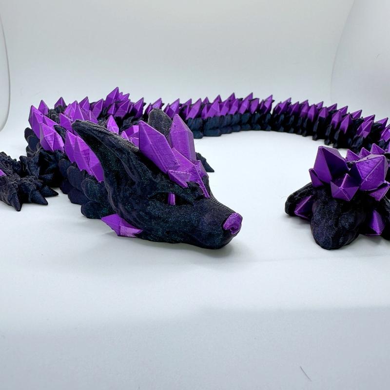 3D Printed Crystal Wolf Dragon Figurine