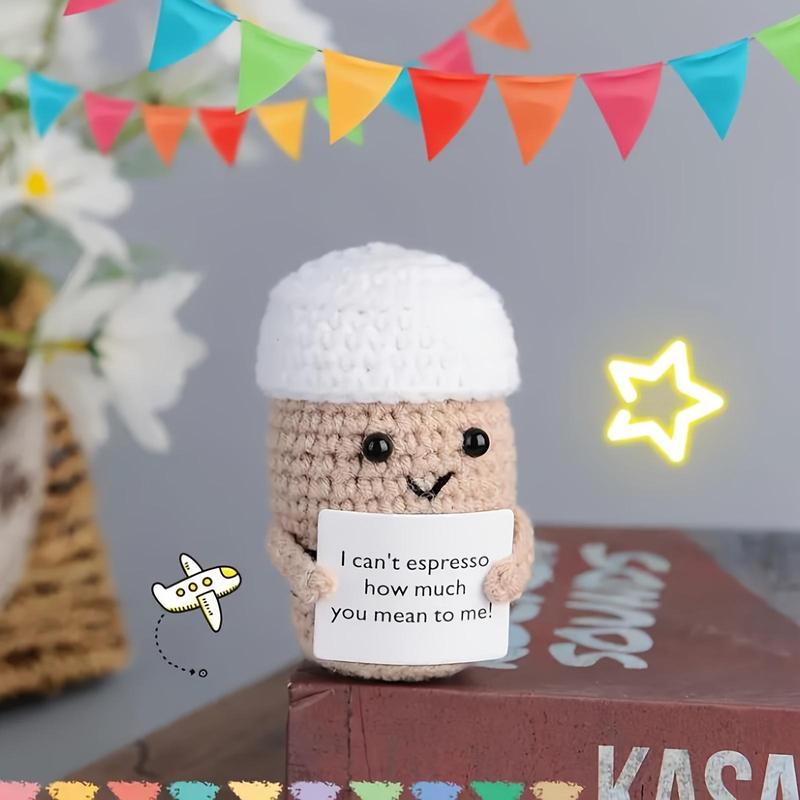 Positive Potato Knitted Doll, Cute Positive Potato Doll Ornament, Desktop Decoration, Inspirational Message Encouragement Gift, Home Decor