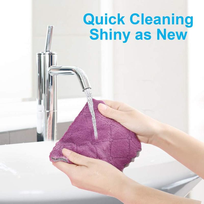 12PCS Multipurpose Reusable Dish Cloths - Double-Sided Microfiber Cleaning Rags for Furniture - Absorbent