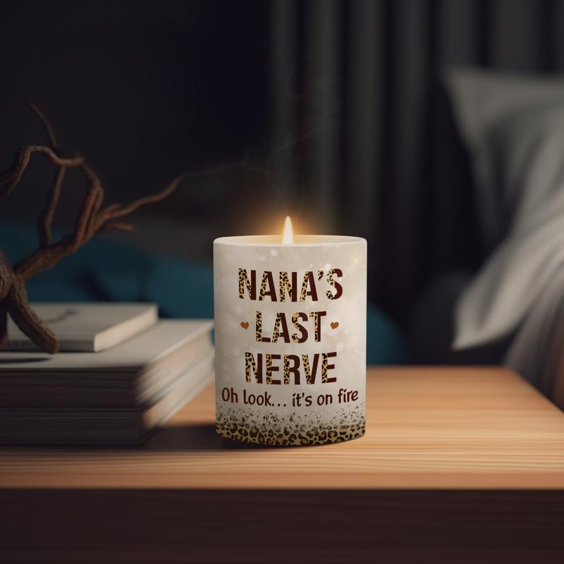 Ceramic Jar Scented Candle for Grandma - Nana's Last Nerve - Funny Candles Gifts for Grandmas Nana on Birthday Christmas Valentines - Gift from Granddaughter Grandson