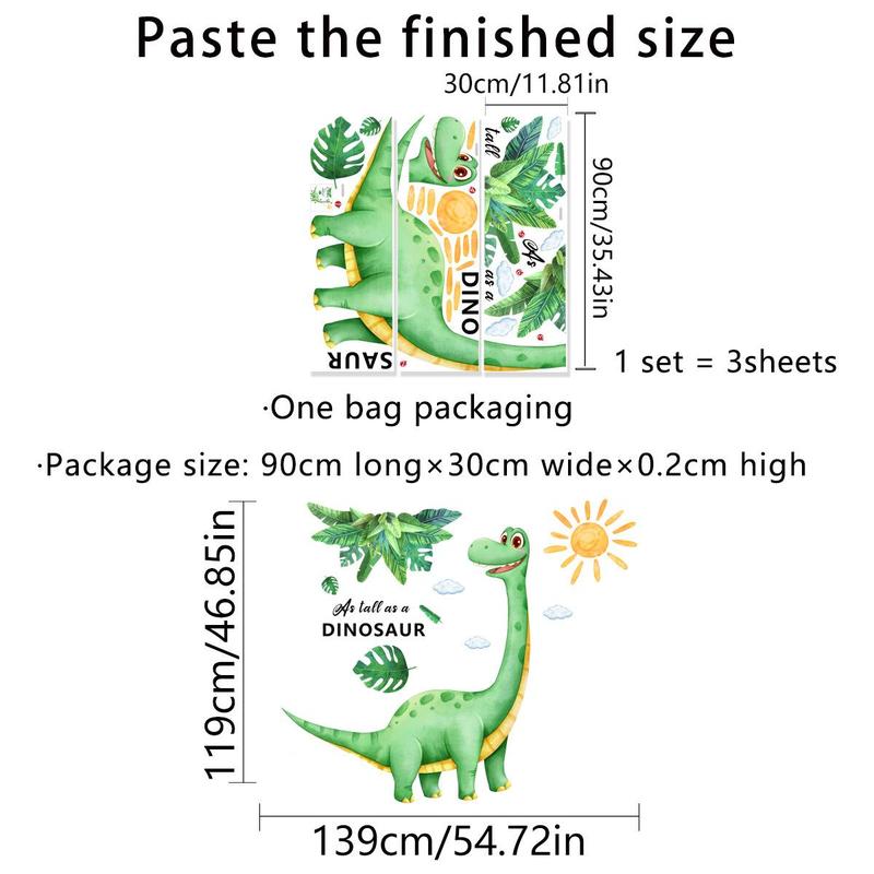 Cartoon Dinosaur & Sun & Plant Pattern Wall Sticker, 1 Set Creative Wall Decal, Wall Art Decorative Sticker for Home Bedroom Living Room