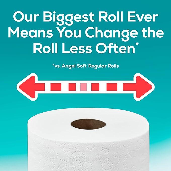 Angel Soft Toilet Paper, 6 Super Mega Rolls = 36 Regular Rolls, Soft and Strong Toilet Tissue Pack Sheets