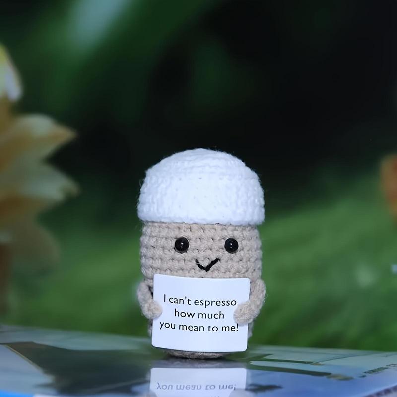 Positive Potato Knitted Doll, Cute Positive Potato Doll Ornament, Desktop Decoration, Inspirational Message Encouragement Gift, Home Decor