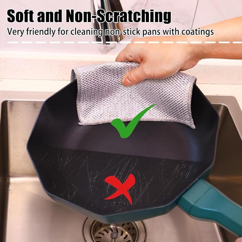 18 Pcs New Upgrade Steel Wire Dishcloth,Double-Layer Powerful Cleaning Non-Scratch Wire Dishcloth Rag for Cookware, Sinks, Dishes, Stove Tops Kitchen Cotton Set Comfortable