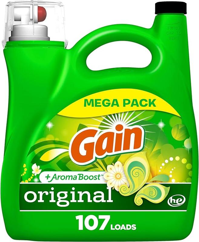 Aroma Boost Laundry Detergent Liquid, Original Scent, 107 Loads, 154 fl oz, HE Compatible Laundry Soap with Febreze and Oxi