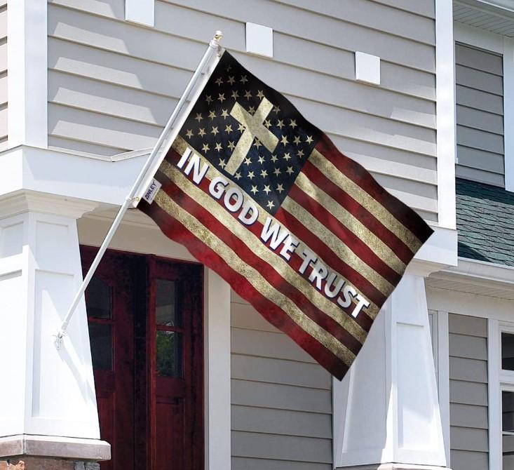 Fly Breeze 3x5 Foot In God We Trust Flag - Vivid Color and Fade proof - Canvas Header and Double Stitched - Religion Jesus Christian Flags Polyester with Brass Grommets 3 X 5 Ft