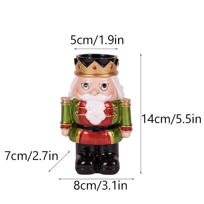 Nutcracker Design Candlestick, 1 Count Resin Christmas Themed Decoration, Festive & Party Supplies for Home Living Room Bedroom