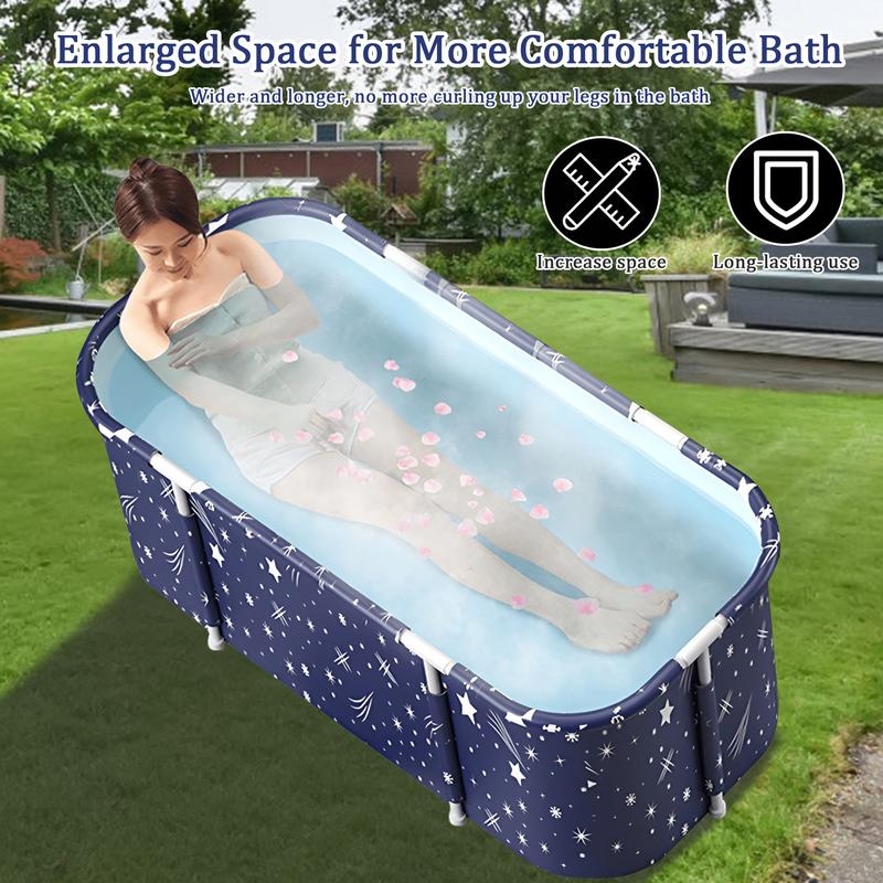 47in Large Foldable Bathtub for 2 People, Portable Adults Kid Tubs for Hot Ice Bath,Blue