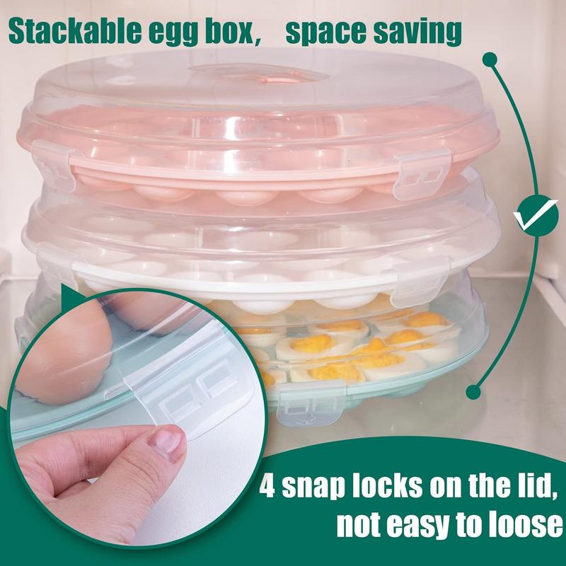 1 or 3 PCS Deviled Egg Containers with Lid, Blue Deviled Egg Platter, deviled egg carrier with 66 Slots for Holidays Parties Home Kitchen