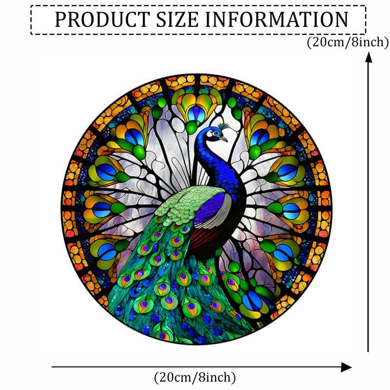 Peacock Pattern Acrylic Suncatcher, 1 Count Round Colorful Window Hanging Ornament, Durable Lightweight Hanging Decor for Home Office Dormitory