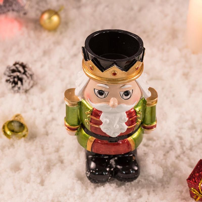 Nutcracker Design Candlestick, 1 Count Resin Christmas Themed Decoration, Festive & Party Supplies for Home Living Room Bedroom