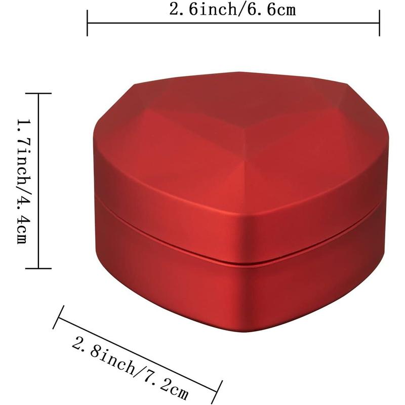 Heart Shaped Ring Gift Box with LED Light, Velvet Earrings Jewelry Case with Light, Jewellry Display Box for Wedding, Engagement, Proposal, Birthday and Anniversary (Black)