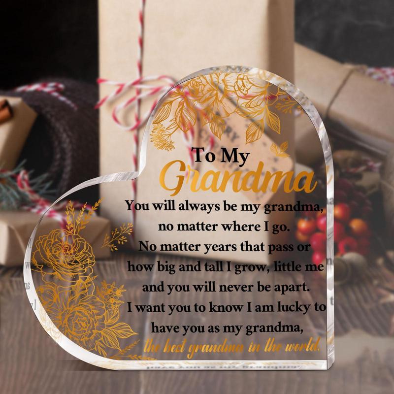 Acrylic Heart Shaped Plaque, 1 Count To My Grandma Plaque Gift, Desk Decorations, Gift for Women, Centerpieces Decorations