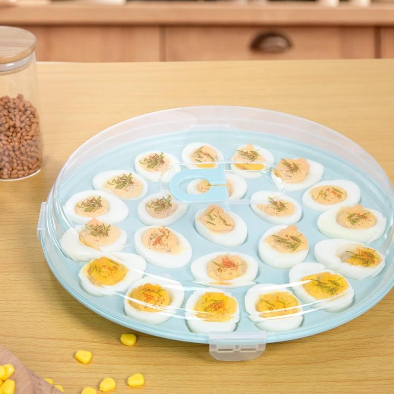 1 or 3 PCS Deviled Egg Containers with Lid, Blue Deviled Egg Platter, deviled egg carrier with 66 Slots for Holidays Parties Home Kitchen