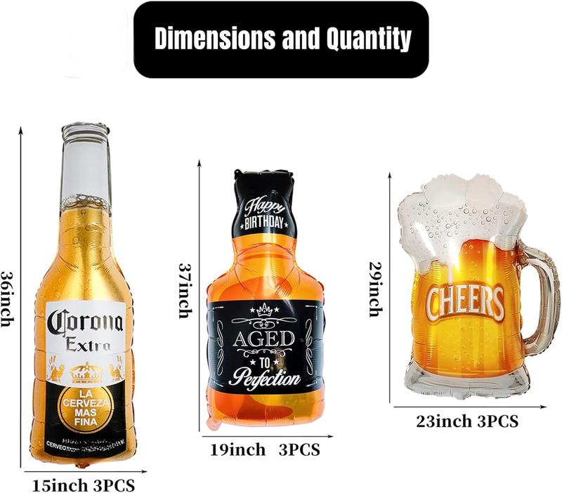 9 count Corona Whisky  Mug Mylar Helium Balloons, Men Women Boys Girls  Themed Birthday Party Decoration,  Shower Engagement Decoration Supplies