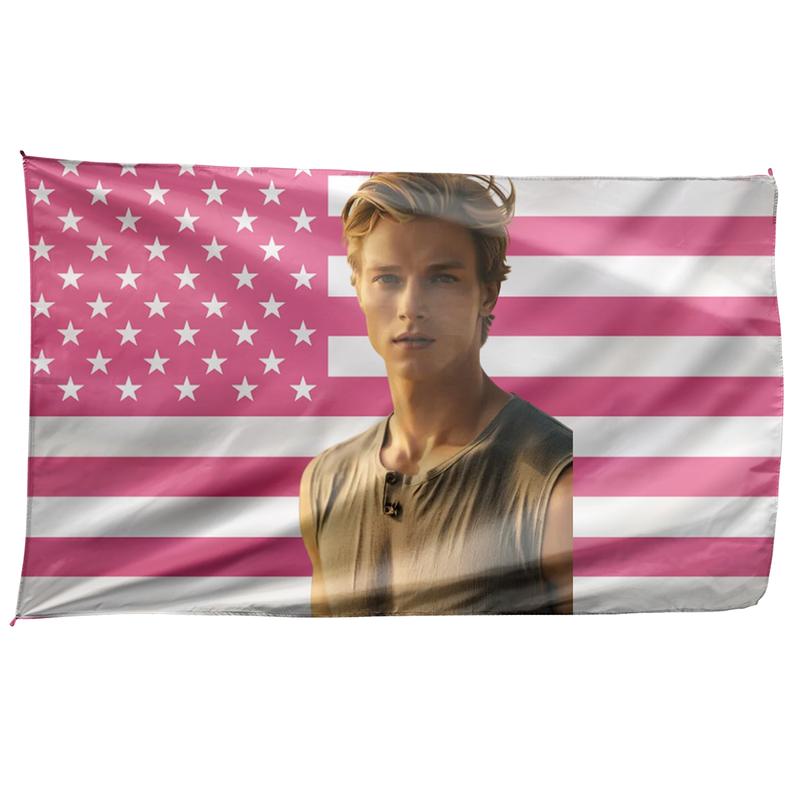 JJ Maybank Pink USA House Flag size 28x40inch, House Flag Decoration, Rudy Pankow - Outer Banks, OBX