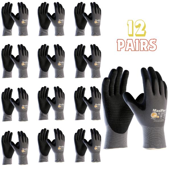 MaxiFlex Endurance 34-844 Seamless Knit Nylon Glove with Nitrile Coated Grip (Pack of 12) - Black and Gray - Cleaning