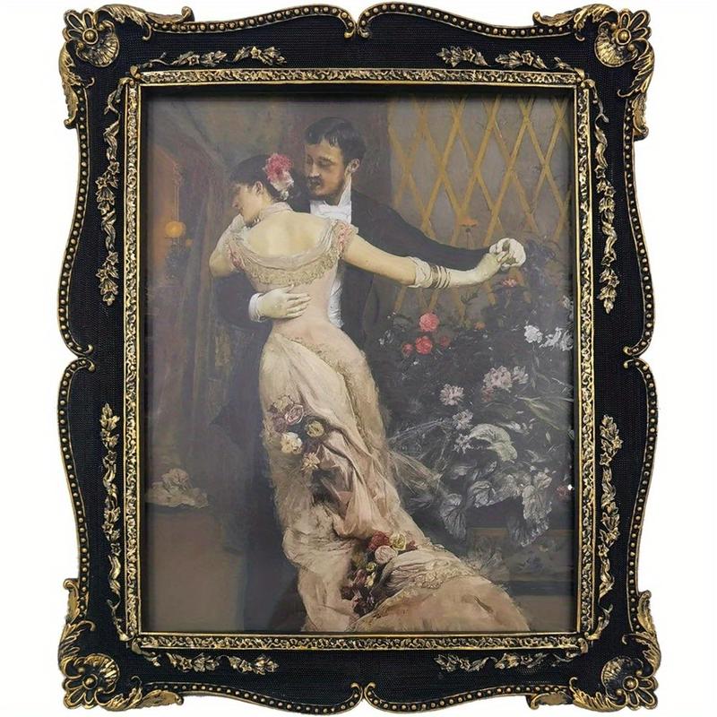 Vintage Antique Black 8x10 Picture Frame with Glass, Ornate Display Stand for Home Decor Bedroom