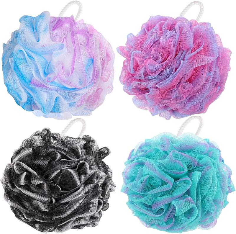 4 count Shower Loofahs Bath Sponges 60g Bath Scrunchies Mesh Pouf  Loofa for  Washing