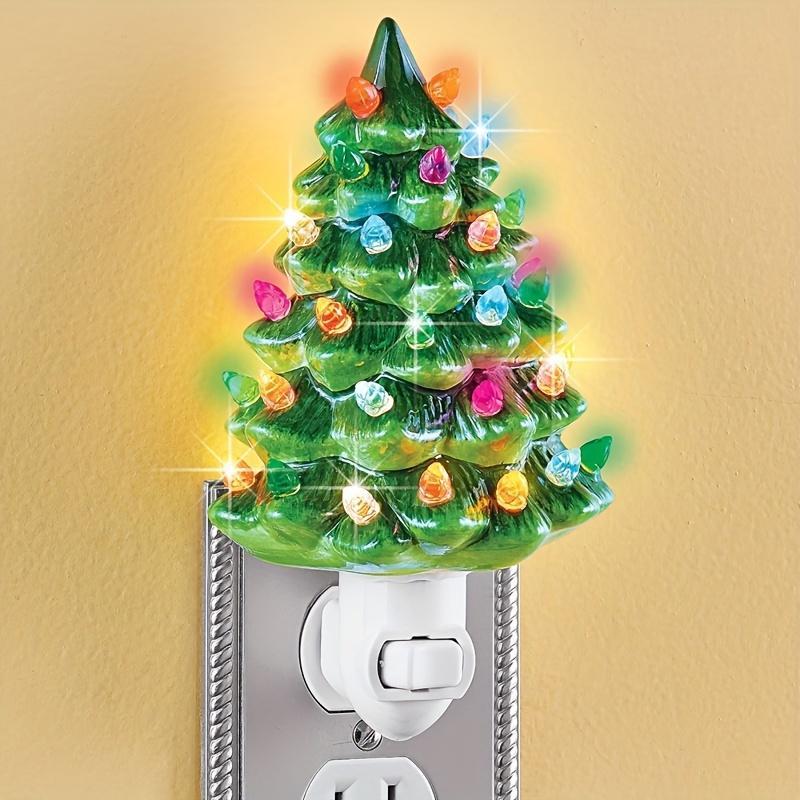 3D Christmas Tree Design Night Light, 1 Count Resin Tree Shaped LED Night Light, Decorative Light for Home Office School Classroom