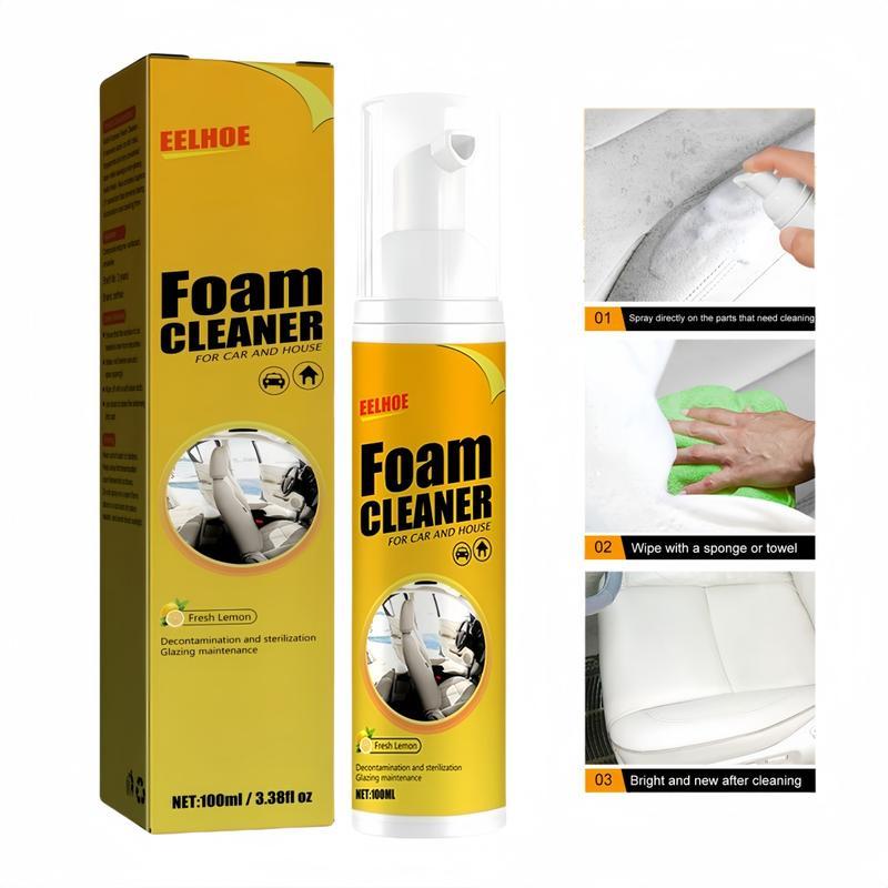 Multipurpose Foam Cleaner Spray 100ml, Foam Cleaner for car and House Lemon Flavor, All-Purpose Household Cleaners for Car and Kitchen