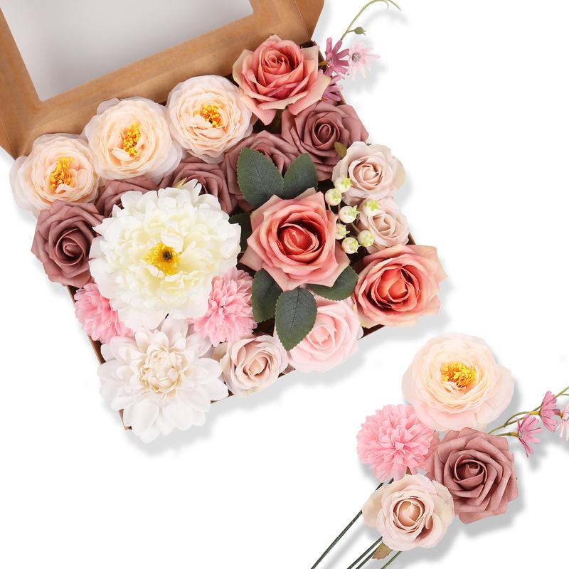 DEEMEI Artificial Flowers Combo Box, Fake Flowers for DIY Tables Centerpieces Baby Shower Bridal Shower Wedding Bouquet Arrangements Party Candle Holder Cake Decor Flower Home Decorations