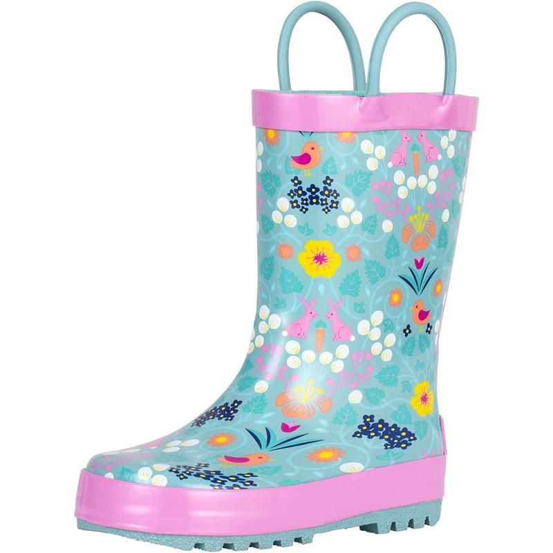 Landchief Toddler Rain Boots, Kids Rain Boots Waterproof Rubber Boots For Girls And Boys With Fun Patterns And Easy-On Handles