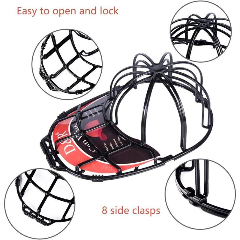 3 Pack Cap Washer Baseball Hat Cleaner Cage Holder Frame for Washing Machine (Black 3pcs)