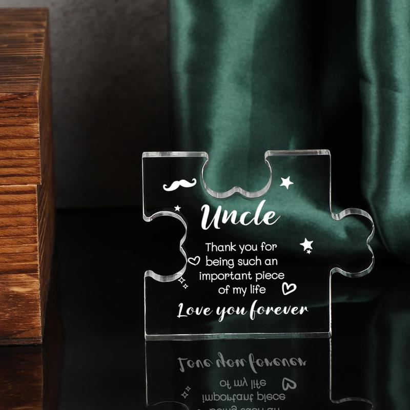 Uncle Gifts Acrylic Plaque with Sayings - Fathers Day Birthday Gifts For Uncle From Niece Nephew - 3.35 x 2.76 Inch Desk Decorations Card Gifts for Uncle Lightweight Table