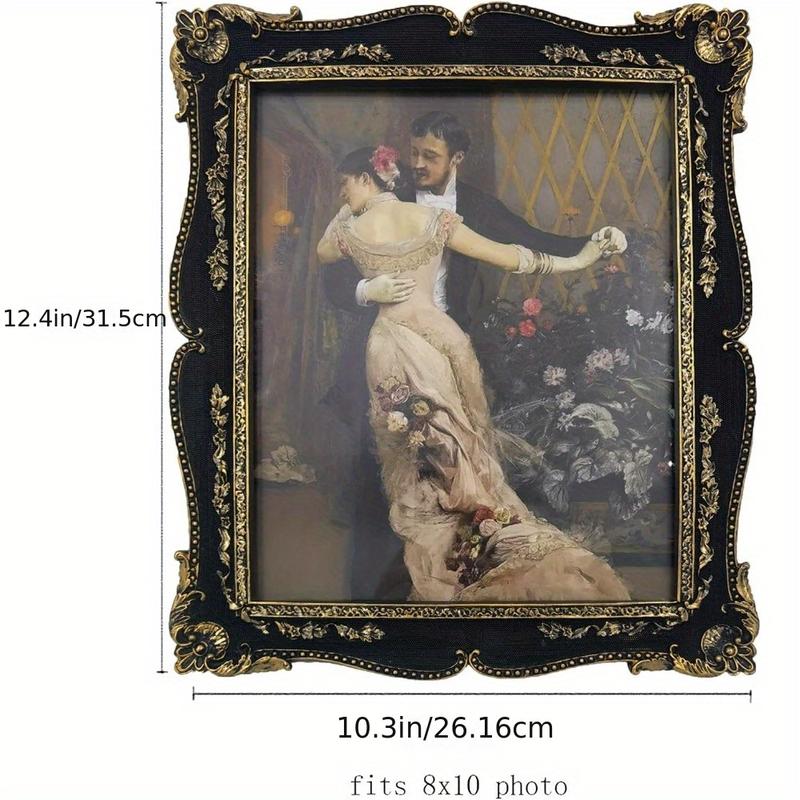 Vintage Antique Black 8x10 Picture Frame with Glass, Ornate Display Stand for Home Decor Bedroom