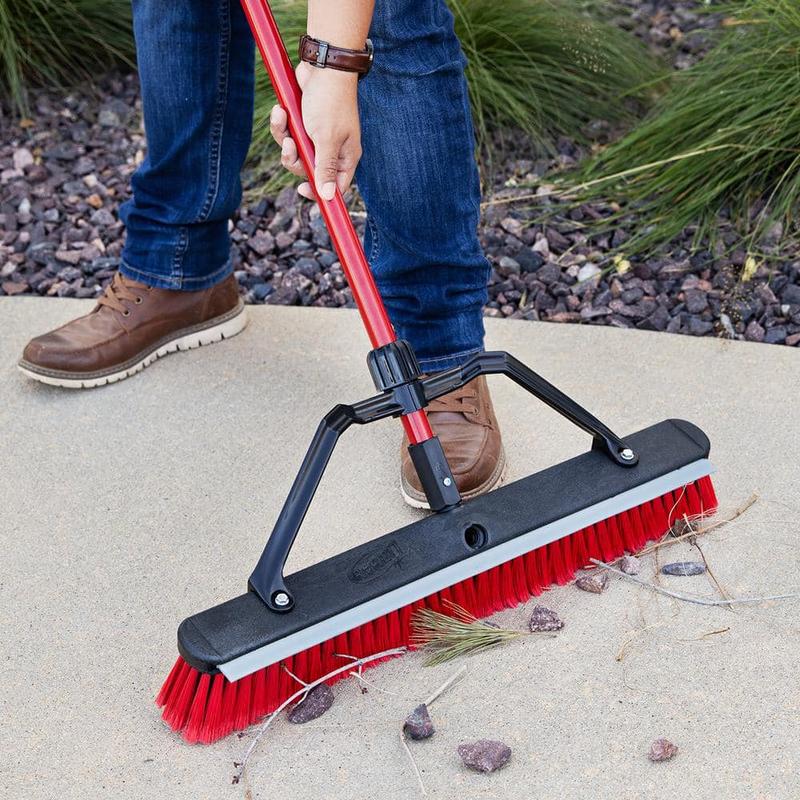 24 In. Heavy-Duty Multi-Surface Squeegee Push Broom with Brace and Steel Handle