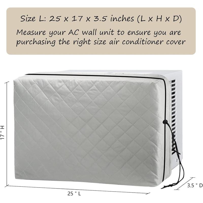 Indoor Air Conditioner Cover, AC Unit Window Cover for Inside Double Insulation with Elastic Drawstring 25L x 17H x 3.5D inches Grey