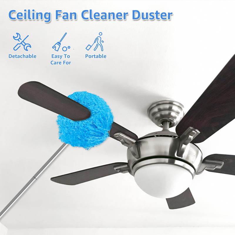 Ceiling Fan Cleaner Duster with 57 Inch Telescopic Handle Reusable Fibre Ceiling Fan Blade Cleaner with Removable Cleaning Head Hanging Ceiling Fan Cleaner