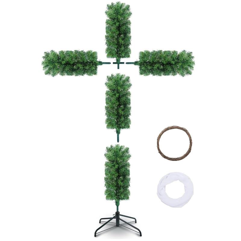 Taicans LED Pre-Lit Artificial Pine Christmas Tree in Cross Shape