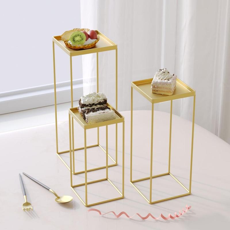 Dessert Cake Display Stand, 3 Counts set Multi Size Iron Cake Display Tray, Cake Display Holder for Wedding, Party