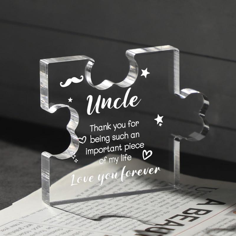 Uncle Gifts Acrylic Plaque with Sayings - Fathers Day Birthday Gifts For Uncle From Niece Nephew - 3.35 x 2.76 Inch Desk Decorations Card Gifts for Uncle Lightweight Table