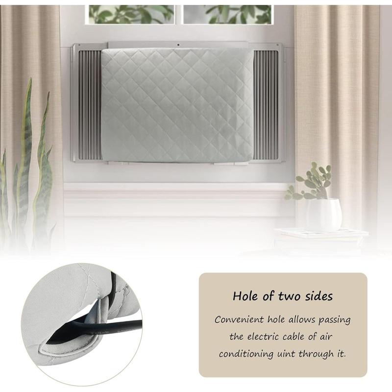 Indoor Air Conditioner Cover, AC Unit Window Cover for Inside Double Insulation with Elastic Drawstring 25L x 17H x 3.5D inches Grey