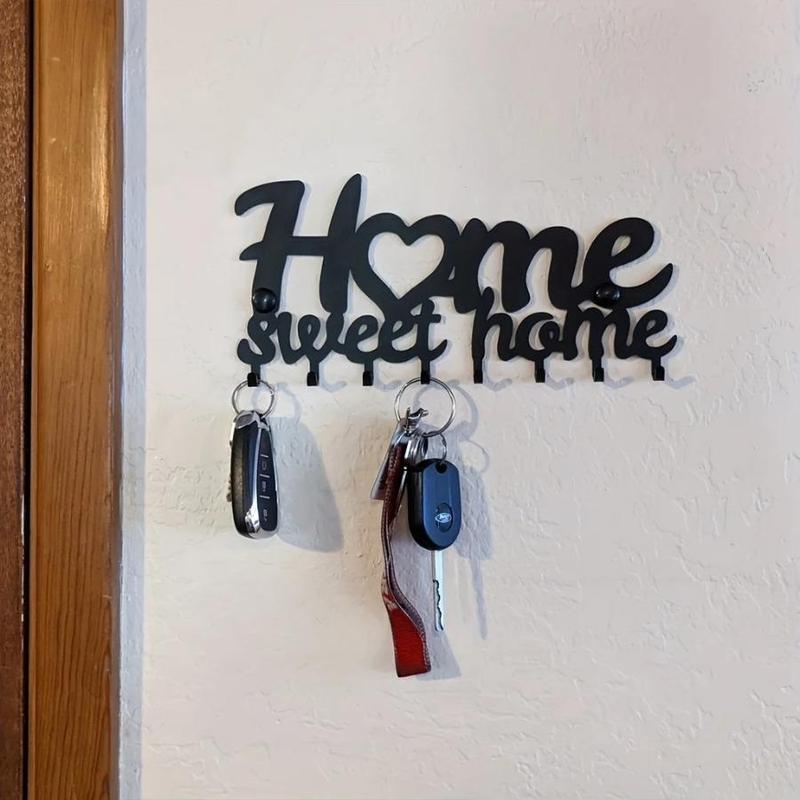 Wall Key Holder, Iron Key Hanging Rack, Home Sweet Home Letter Design Key Hook for Home Office, Home Organizer for Wall Decor