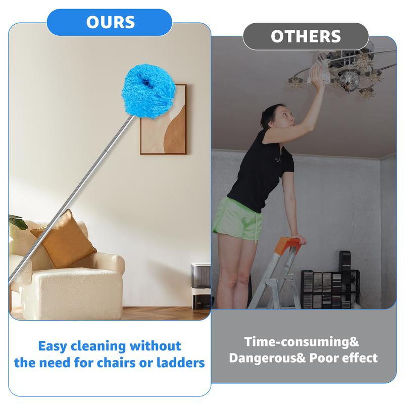 Ceiling Fan Cleaner Duster with 57 Inch Telescopic Handle Reusable Fibre Ceiling Fan Blade Cleaner with Removable Cleaning Head Hanging Ceiling Fan Cleaner