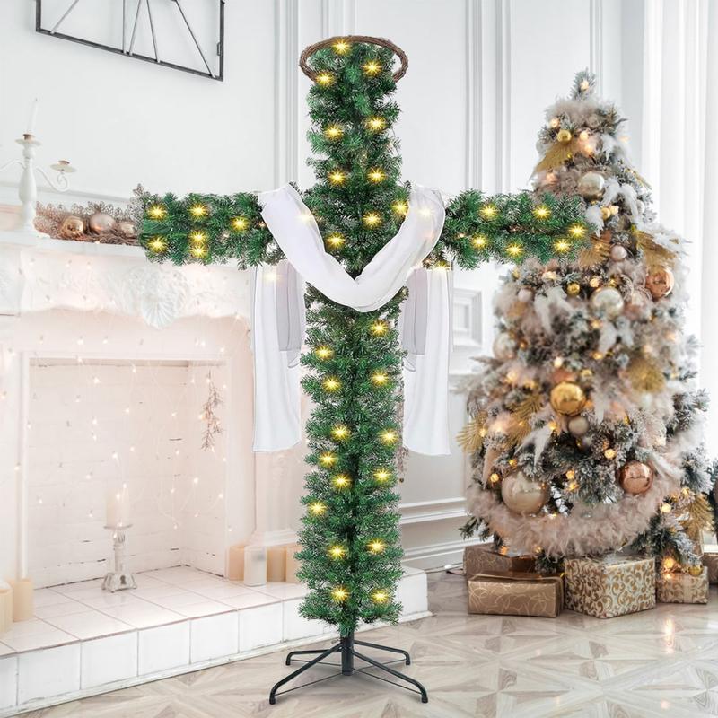 Taicans LED Pre-Lit Artificial Pine Christmas Tree in Cross Shape