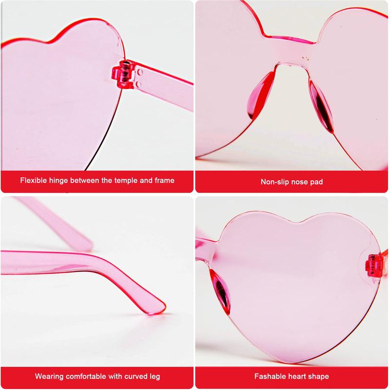 Heart-shaped Sunglasses, 8pcs box Party Glasses Props, Creative Photo Props For Birthday & Graduation Parties, Anniversary Wedding Romantic Decorations