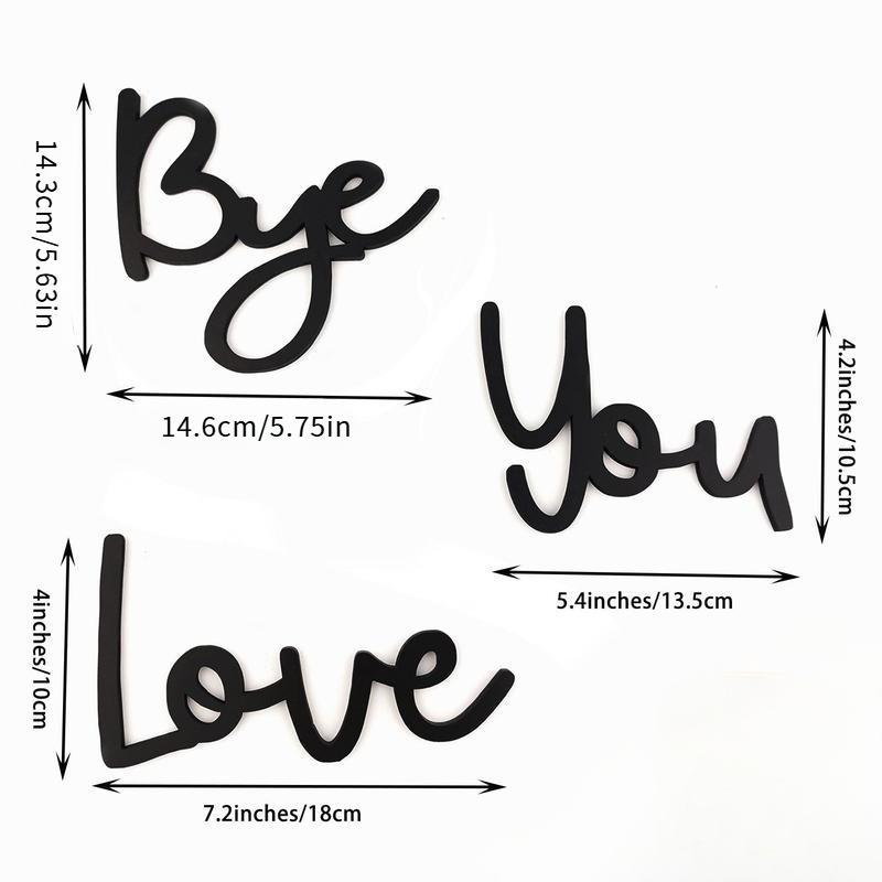 Love You Bye Letter Pattern Wall Decor, 1 Count Modern Wall Art, Wall Decor for Home Living Room Bedroom Office