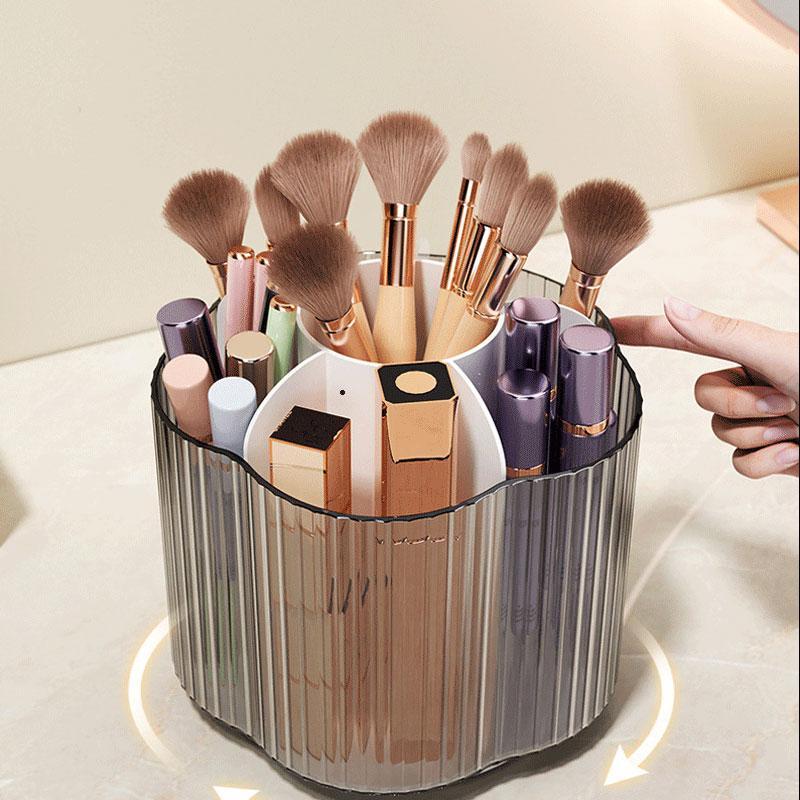 Summer Clear Multi-grid Makeup Brush Storage Organizer for Vanity, Rotatable Cosmetic Organizer, Makeup Organizer, Vanity Desk Portable Toiletries Storage Box for Home Dormitory, Summer for Gift