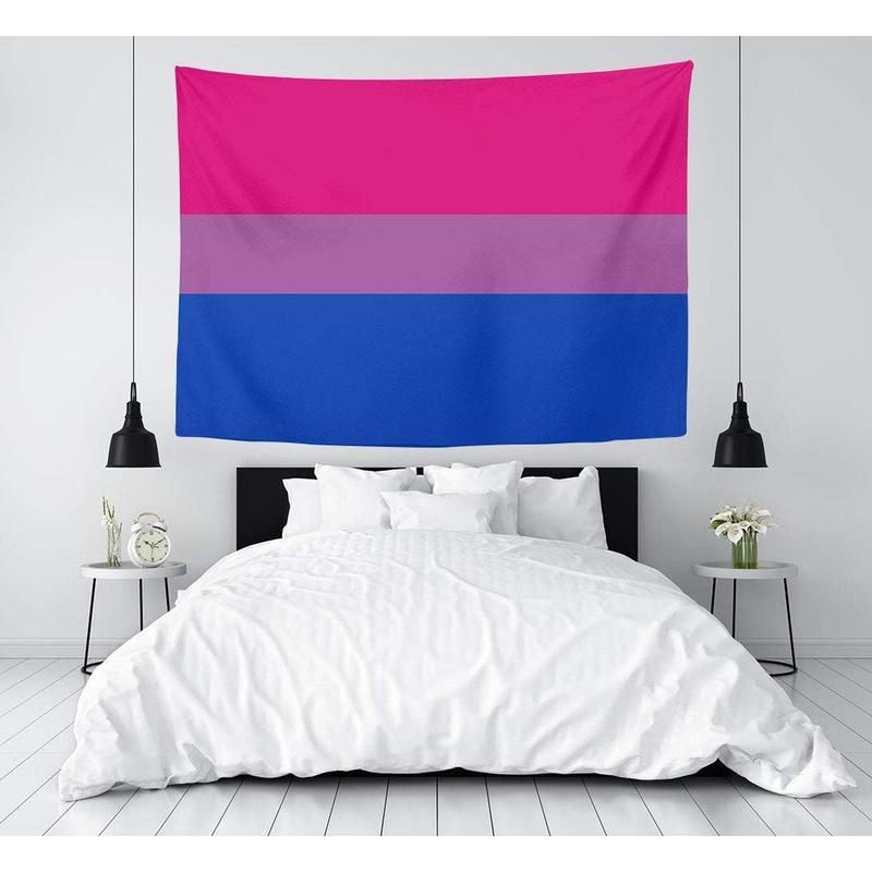 Bisexual Pride Flag Tapestry, Wall Decor Art Tapestry Hanging for Living Room Kitchen Outdoor Dorm Bedroom, 60 X 40 Inches