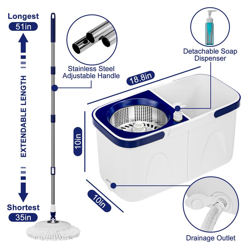 TIKAAATOK Detachable storage for clean water and a sewage separation rotating mop bucket