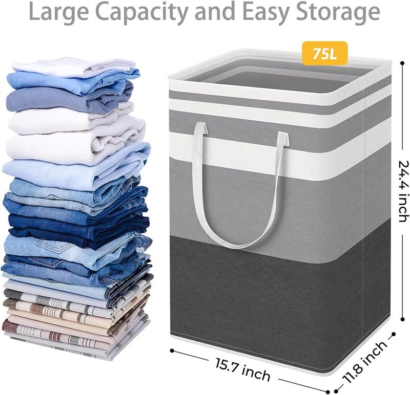 2-Pack Large Laundry Basket, Waterproof, Freestanding Laundry Hamper, Collapsible Tall Clothes Hamper with Extended Handles for Clothes Toys in the Dorm and Family